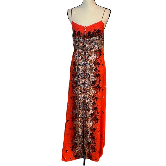 Free People Dresses & Skirts - Free People Orange Morning Song Print Maxi Dress Sz-M